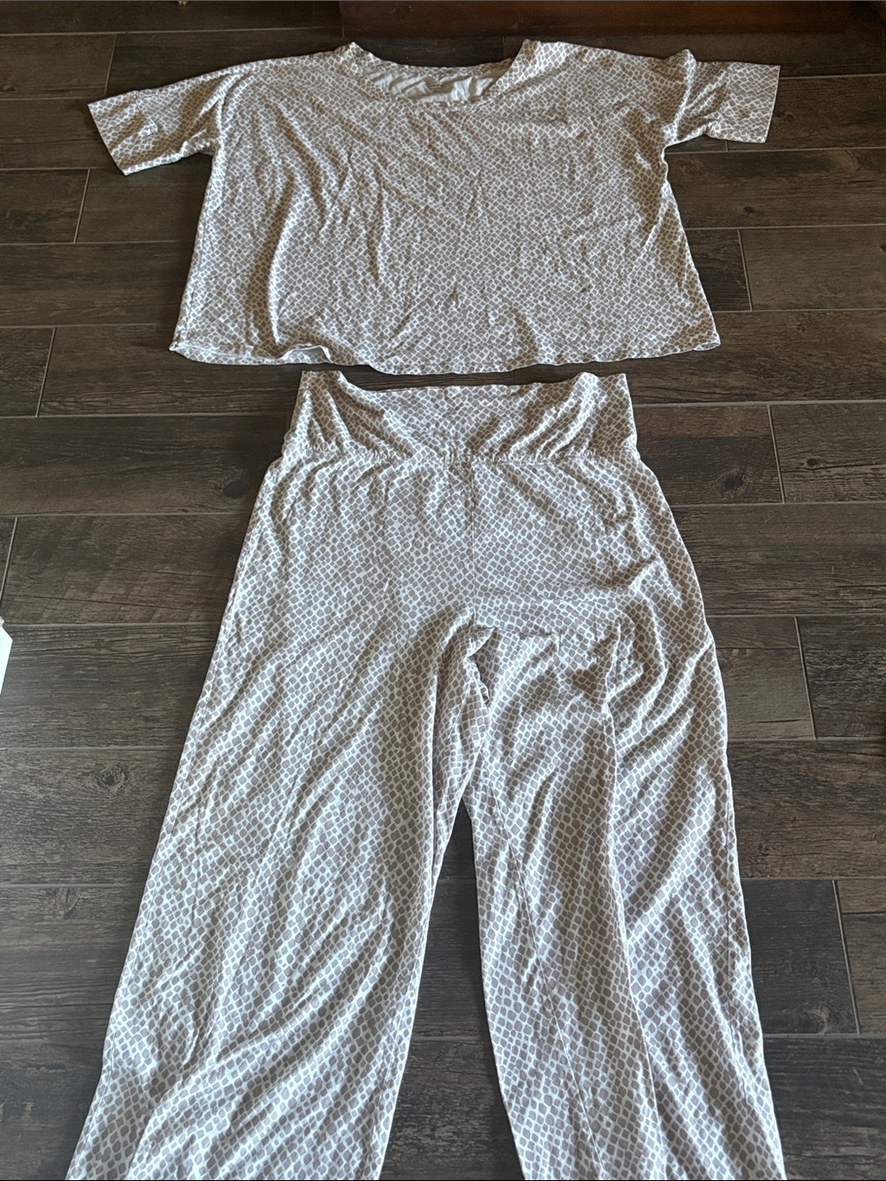 Garnet Hill Relaxed Knit Fold-Over Pajamas Sleepwear Set-XL